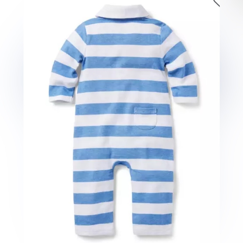 Janie and Jack Blue and White Striped Romper, Size 12-18mo - Picture 2 of 14